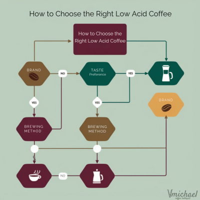 Infograph displaying steps on how to choose low acid coffee
