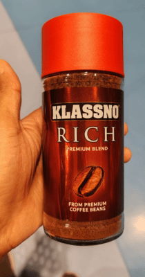 Regular coffee glass jar with red plastic lid