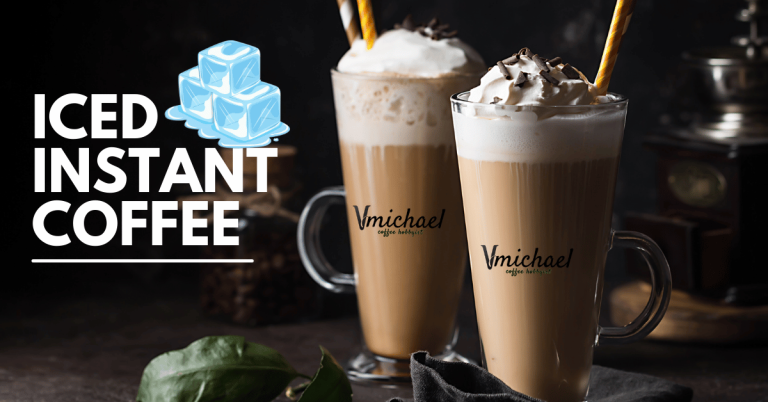 Two tall glasses decorated with whipped cream and iced instant coffee