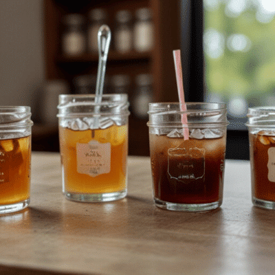 Jars of syrups
