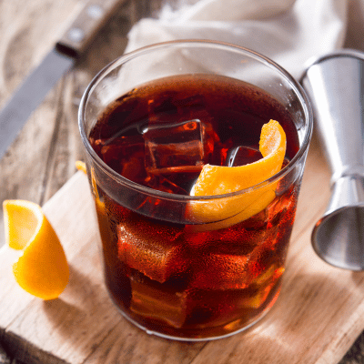 Orange zest in cold coffee