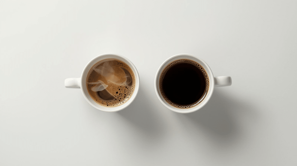 Coffee cup with steam vs cooled cup